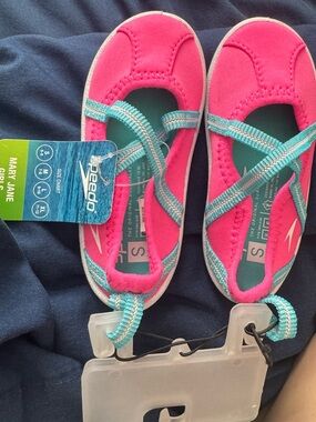 Speedo toddler Pink Mary Jane Water Shoes with Aqua Straps small 5/6